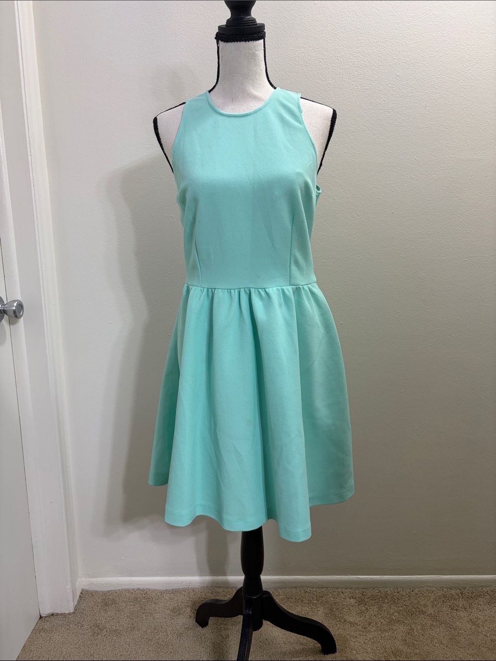 Sleeveless Mint Fit-and-Flare Mini Dress